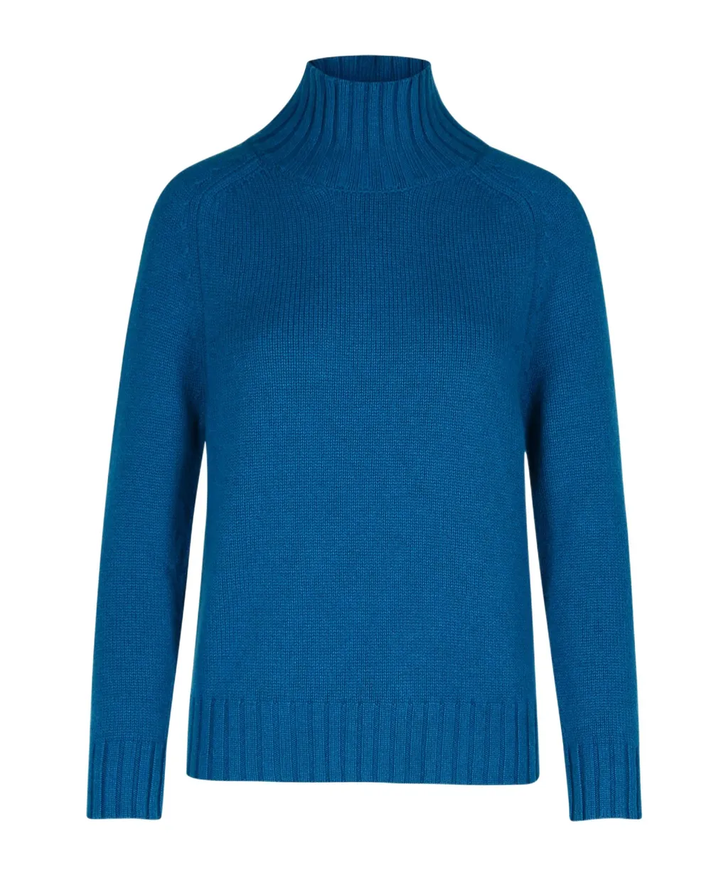 Blue Cashmere Turtleneck Sweater