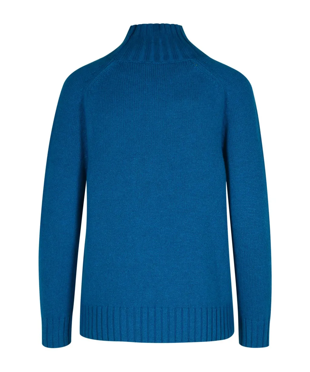 Blue Cashmere Turtleneck Sweater