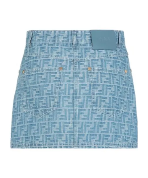Ff Printed Denim Skirt