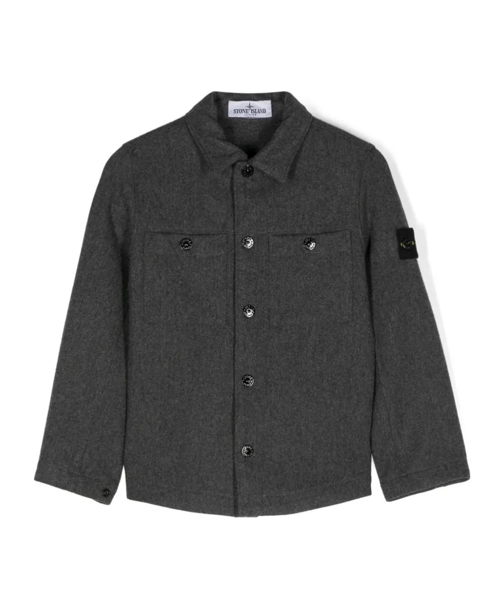 Stone Island Junior Compass-Badge Curved Hem Overshirt