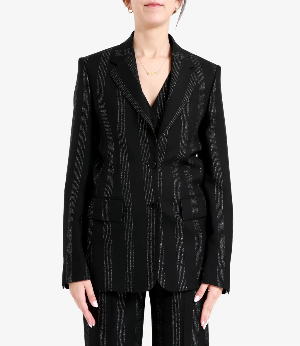 Striped Single-Breasted Blazer
