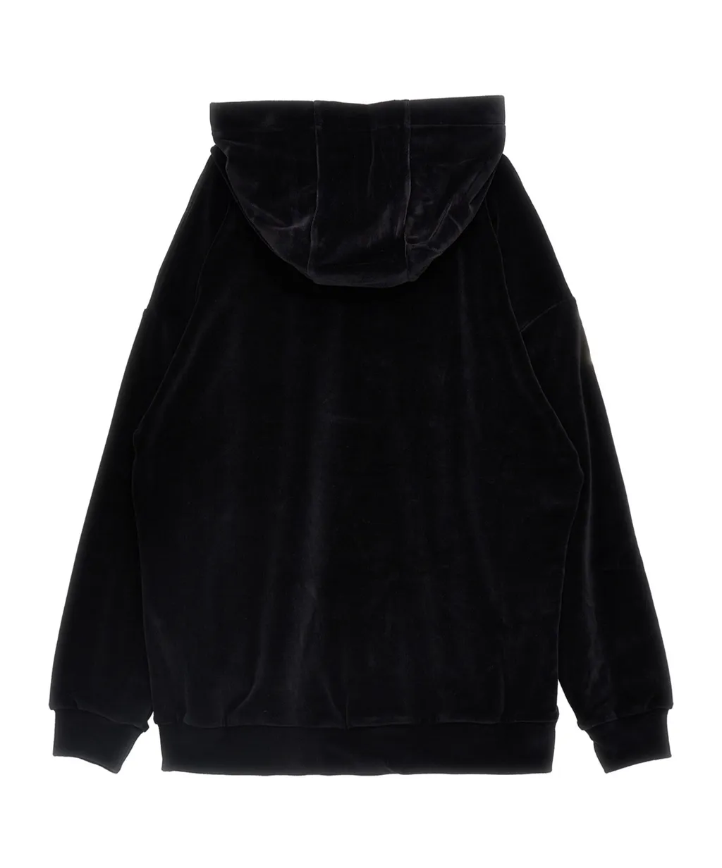 Balmain Kids Logo Embroidered Velvet Hoodie