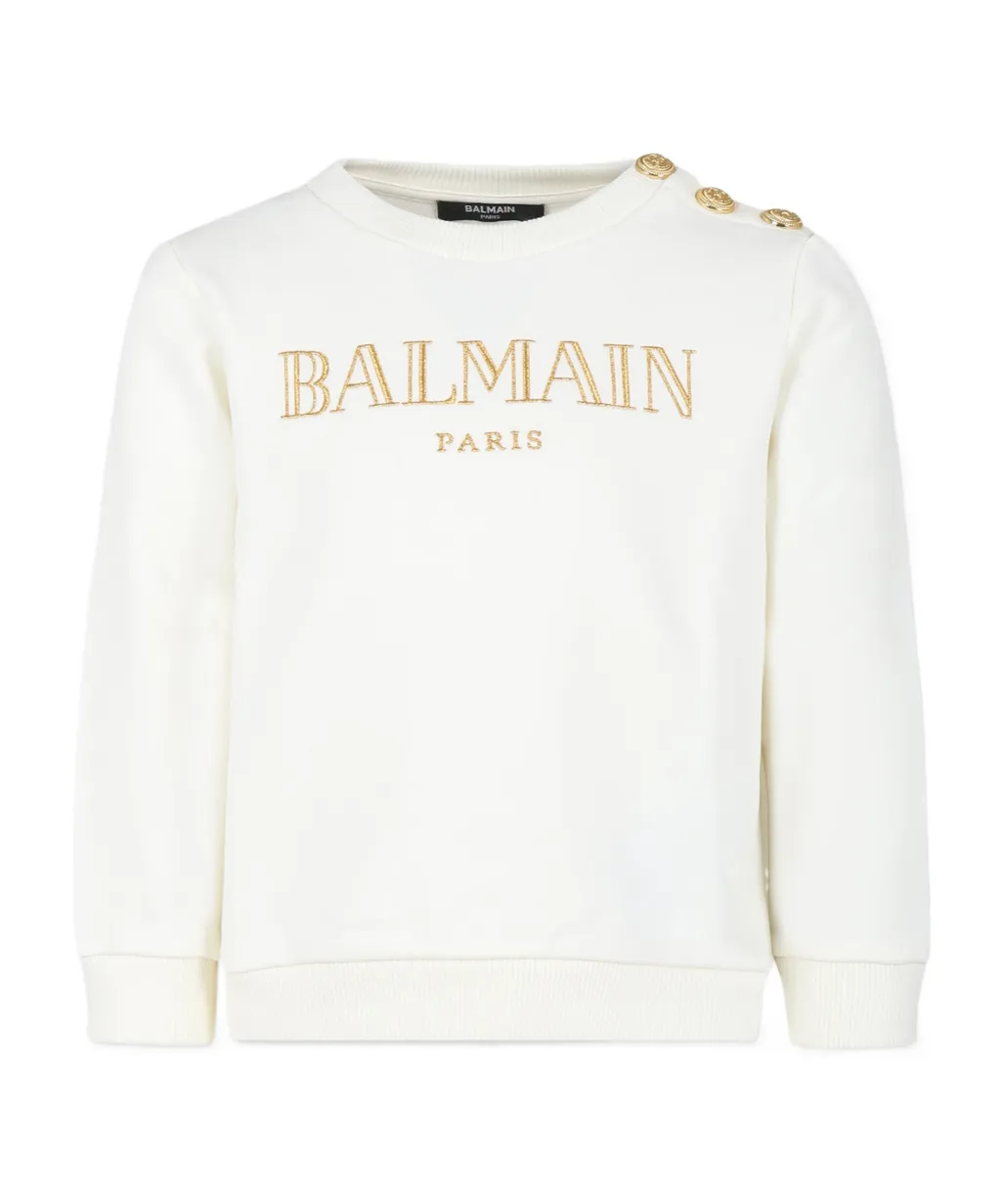 Balmain Kids Logo Embroidered Jersey Sweatshirt