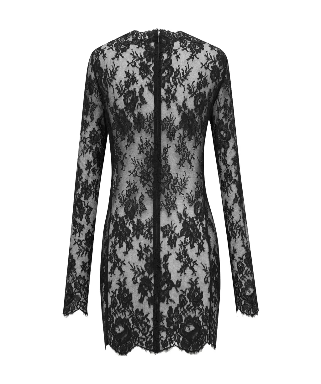 Saint Laurent Lace Long-Sleeved Dress