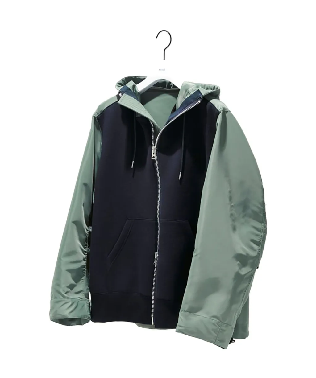 Sacai Drop Shoulder Drawstring Twill Hoodie