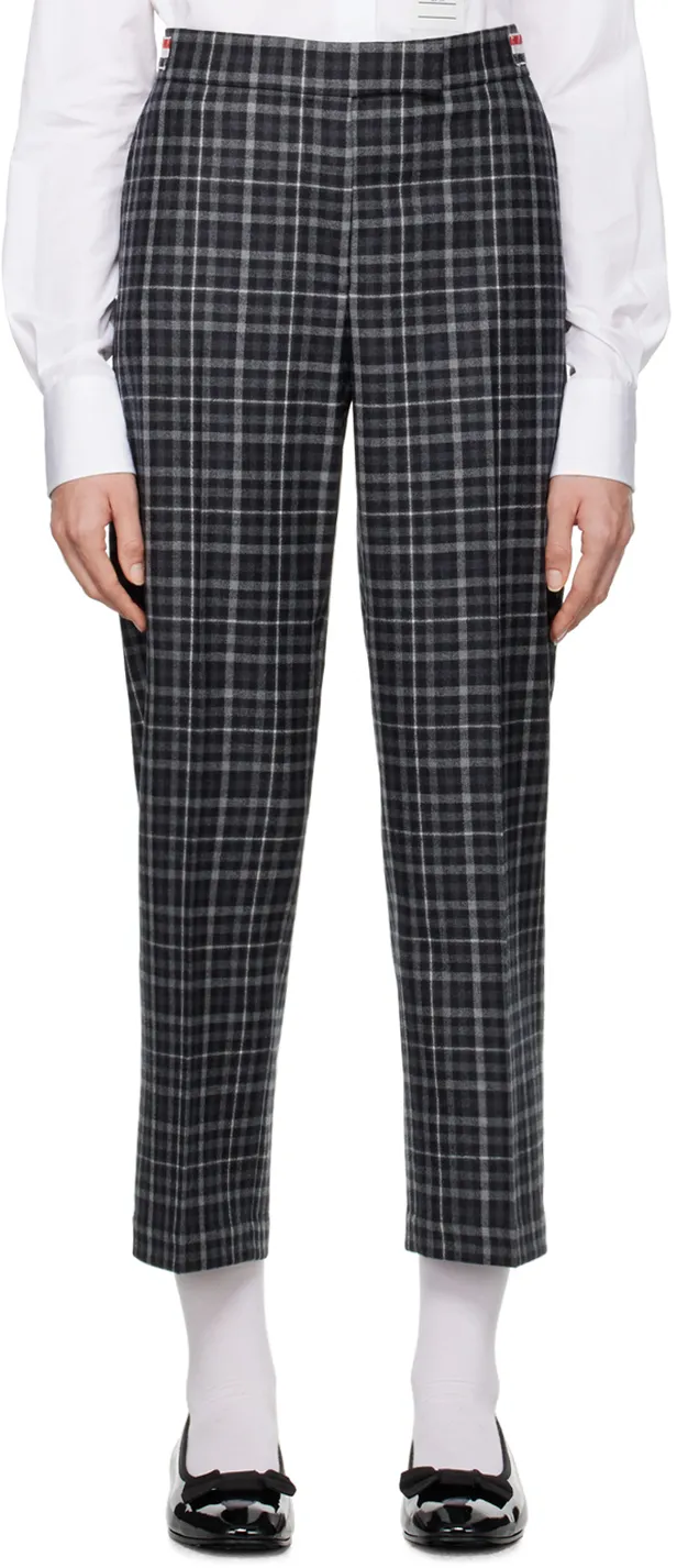 Plaid-Check Tailored Trousers