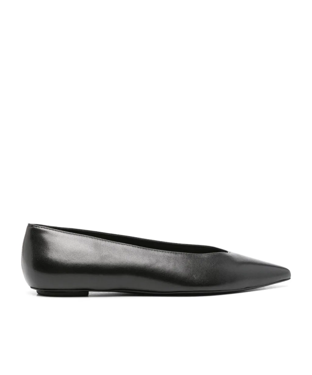 Pointed-Toe Leather Ballerinas