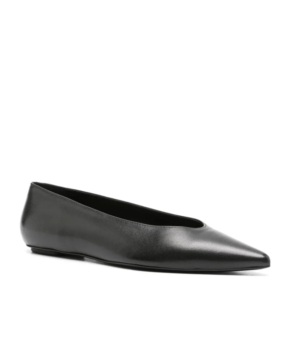 Pointed-Toe Leather Ballerinas