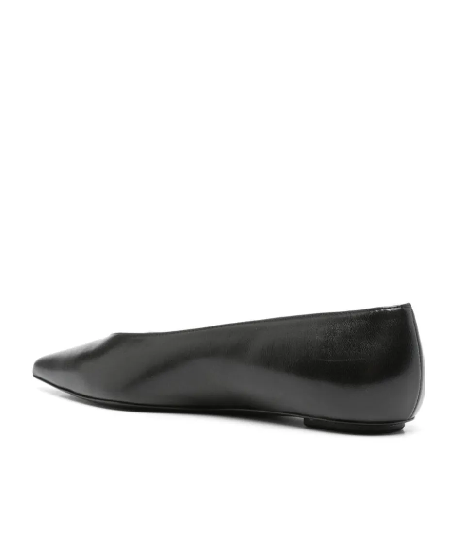 Pointed-Toe Leather Ballerinas