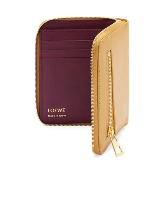 Knot Compact Zip Around Wallet In Shiny Nappa Calfskin