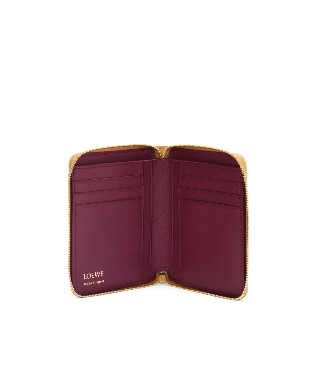 Knot Compact Zip Around Wallet In Shiny Nappa Calfskin