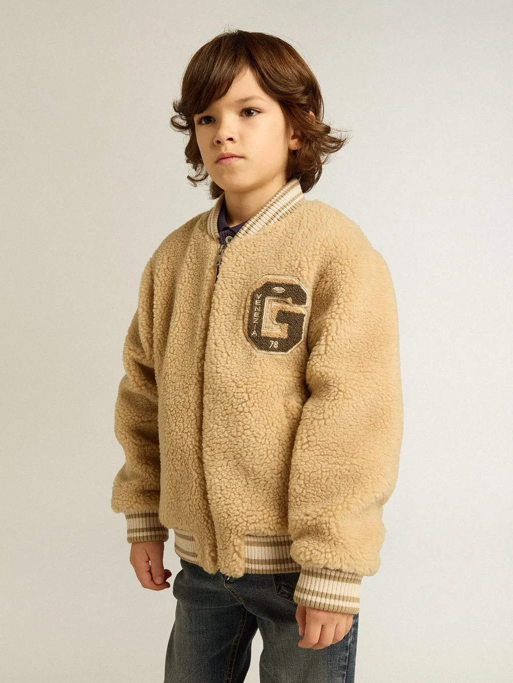 Golden Goose Kids Logo Patch Zipped Bomber Jacket