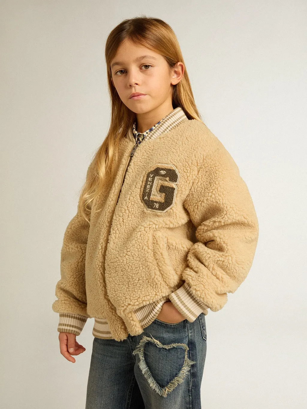 Golden Goose Kids Logo Patch Zipped Bomber Jacket