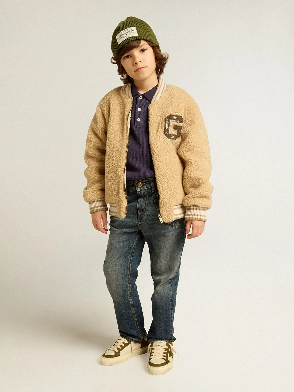 Golden Goose Kids Logo Patch Zipped Bomber Jacket