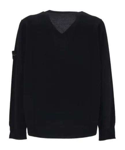 Stone Island V-Neck Ribbed Jumper