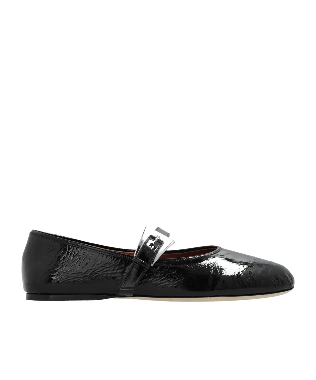 Paris Texas Sveva Patent Buckle Ballet Flat Shoes