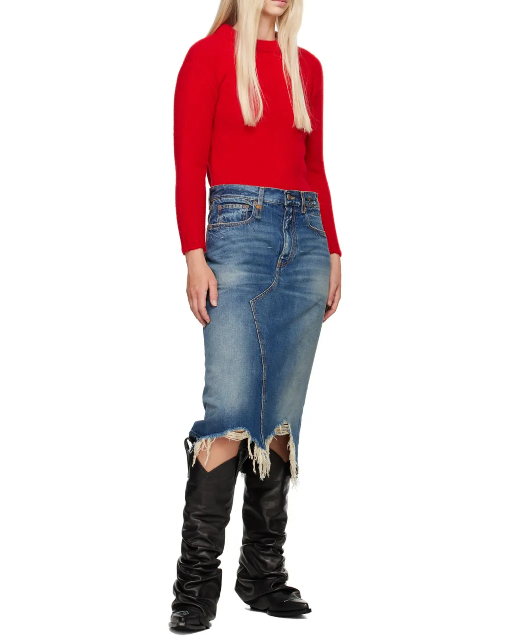 R13 Denim Midi Skirt