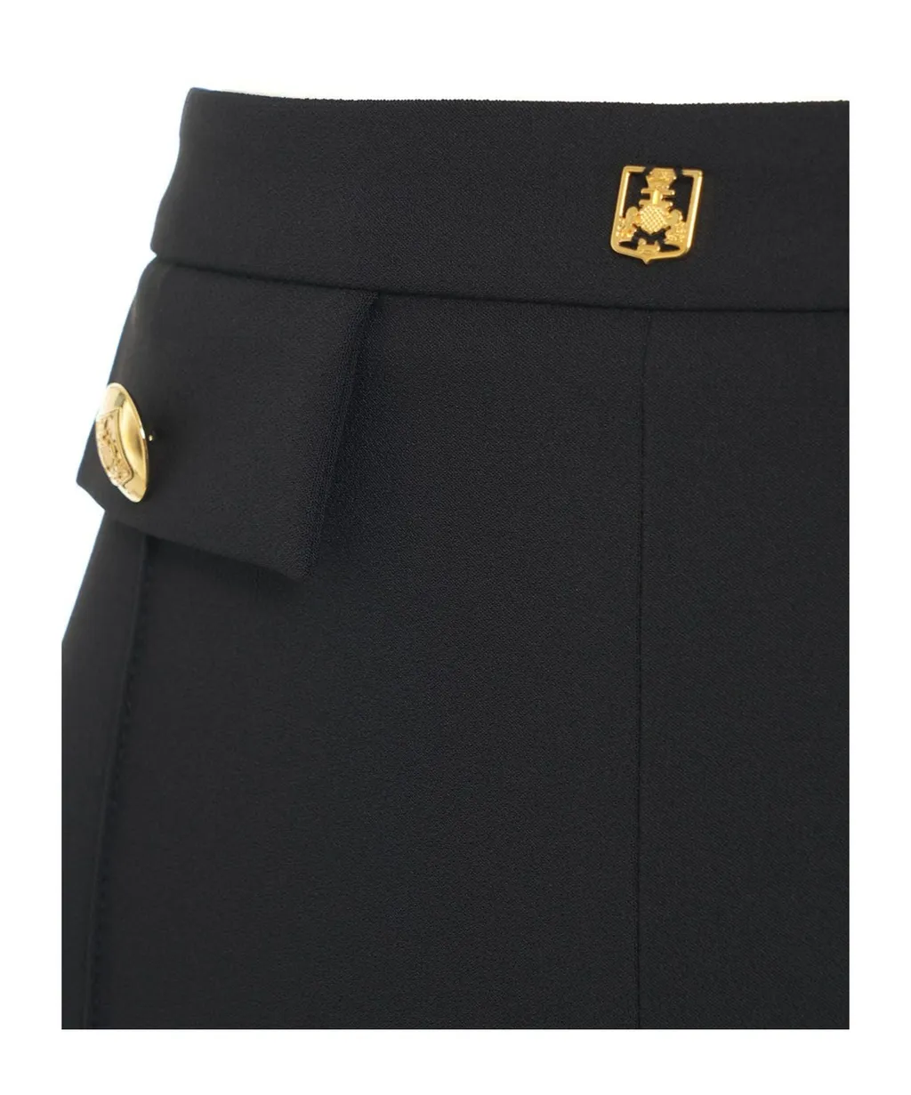 Elisabetta Franchi Logo Rivet Stretch Crepe Palazzo Trousers
