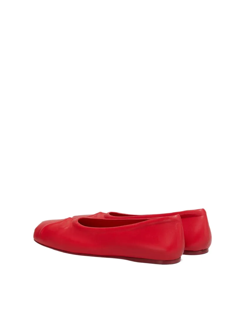 Red Nappa Leather Seamless Little Bow Ballet Flat