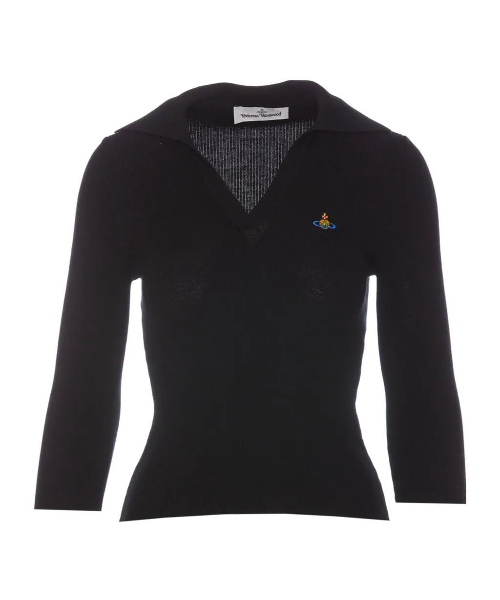 Vivienne Westwood Orb Embroidered Knit Polo Top