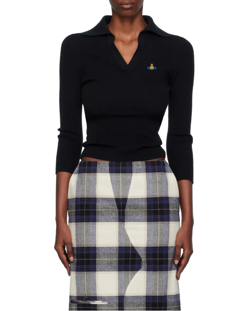 Vivienne Westwood Orb Embroidered Knit Polo Top