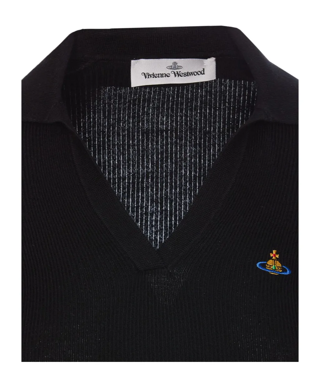 Vivienne Westwood Orb Embroidered Knit Polo Top