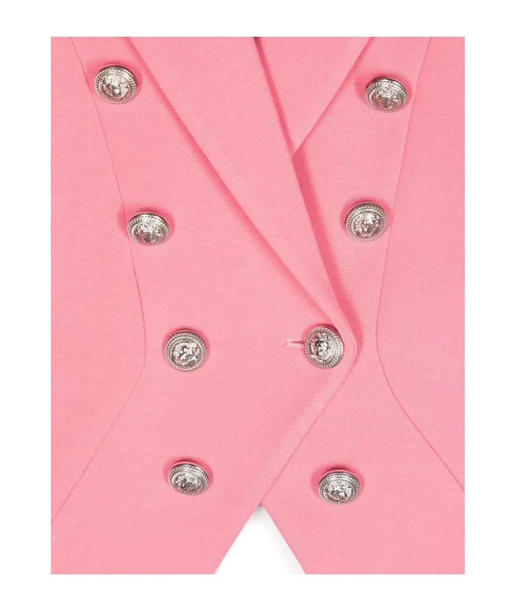Coin-Engraved Double-Breasted Blazer