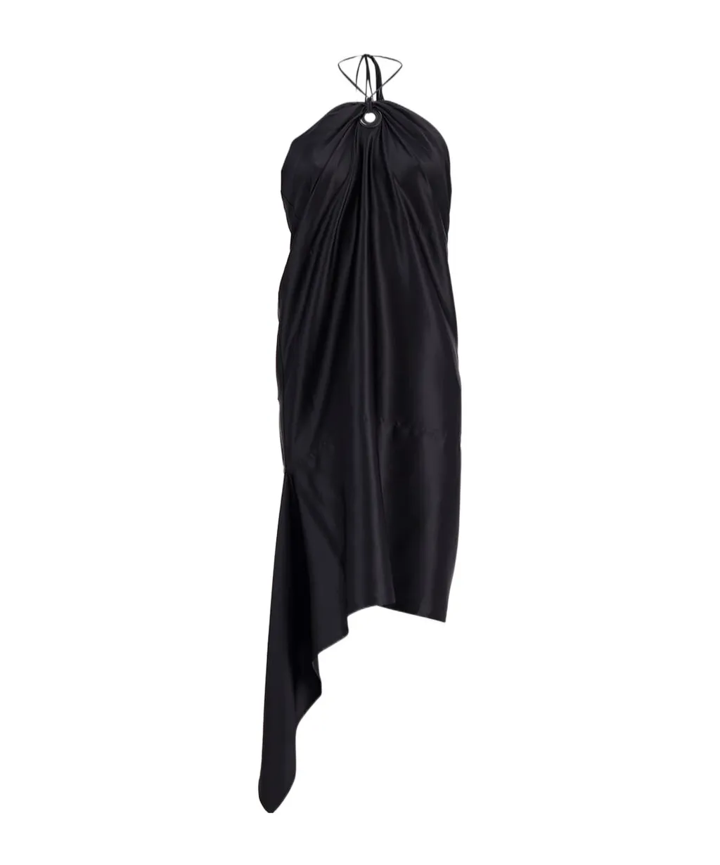 Salvatore Ferragamo Halterneck Asymmetric Satin Dress