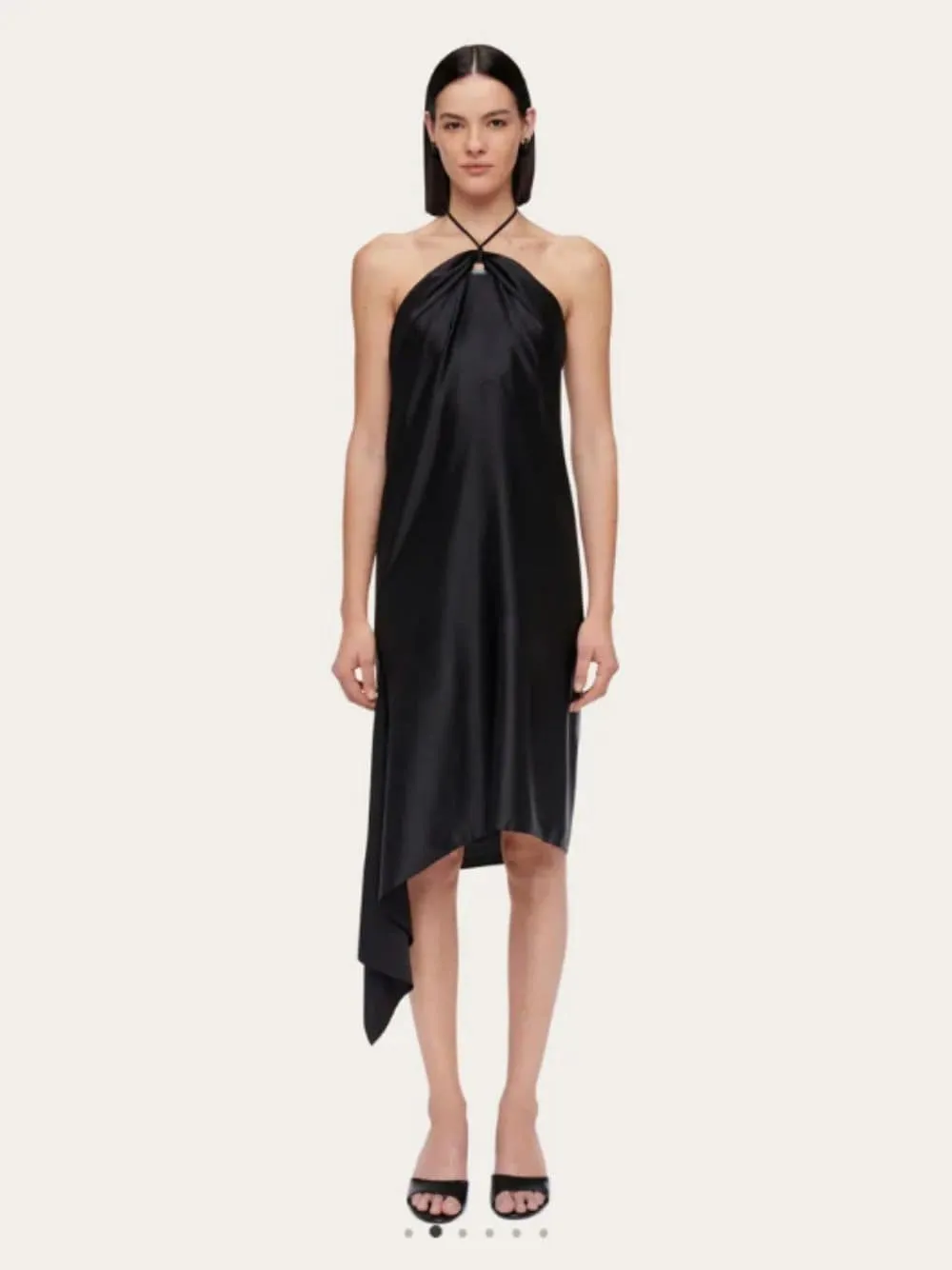 Salvatore Ferragamo Halterneck Asymmetric Satin Dress