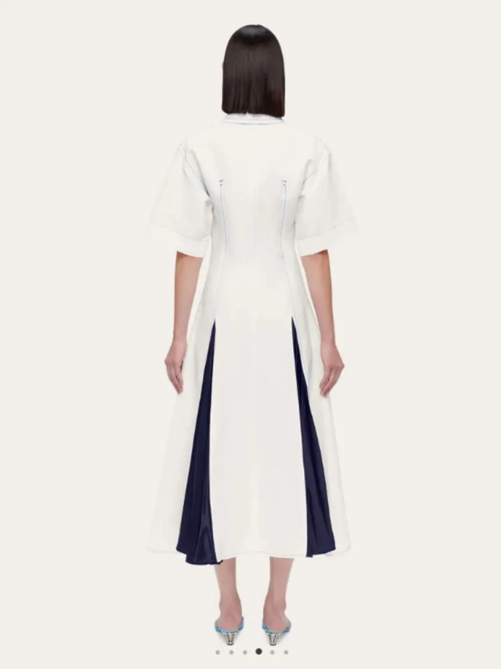 Salvatore Ferragamo Satin-Inlay Flared Shirtdress