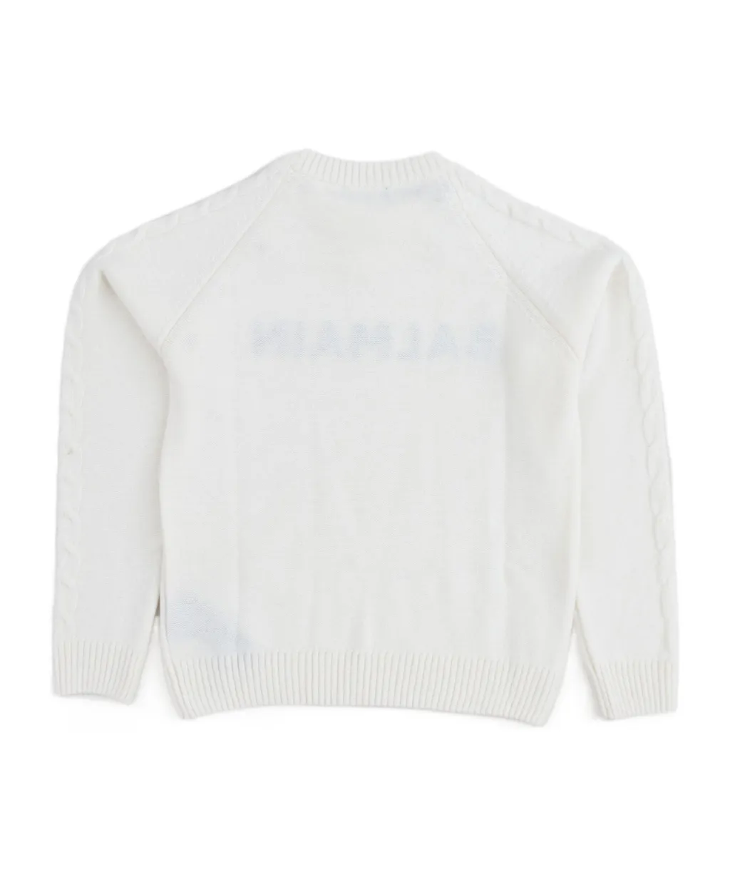 Balmain Kids Logo-Embroidered Crewneck Jumper