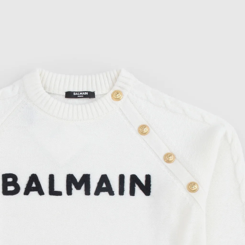 Balmain Kids Logo-Embroidered Crewneck Jumper