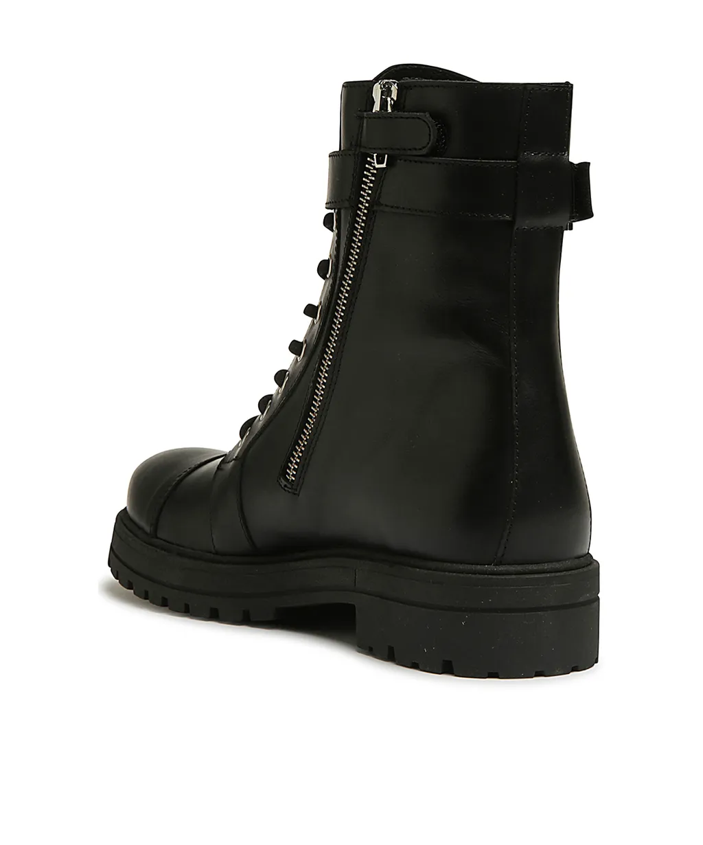 Balmain Kids Logo-Plaque Round Toe Boots