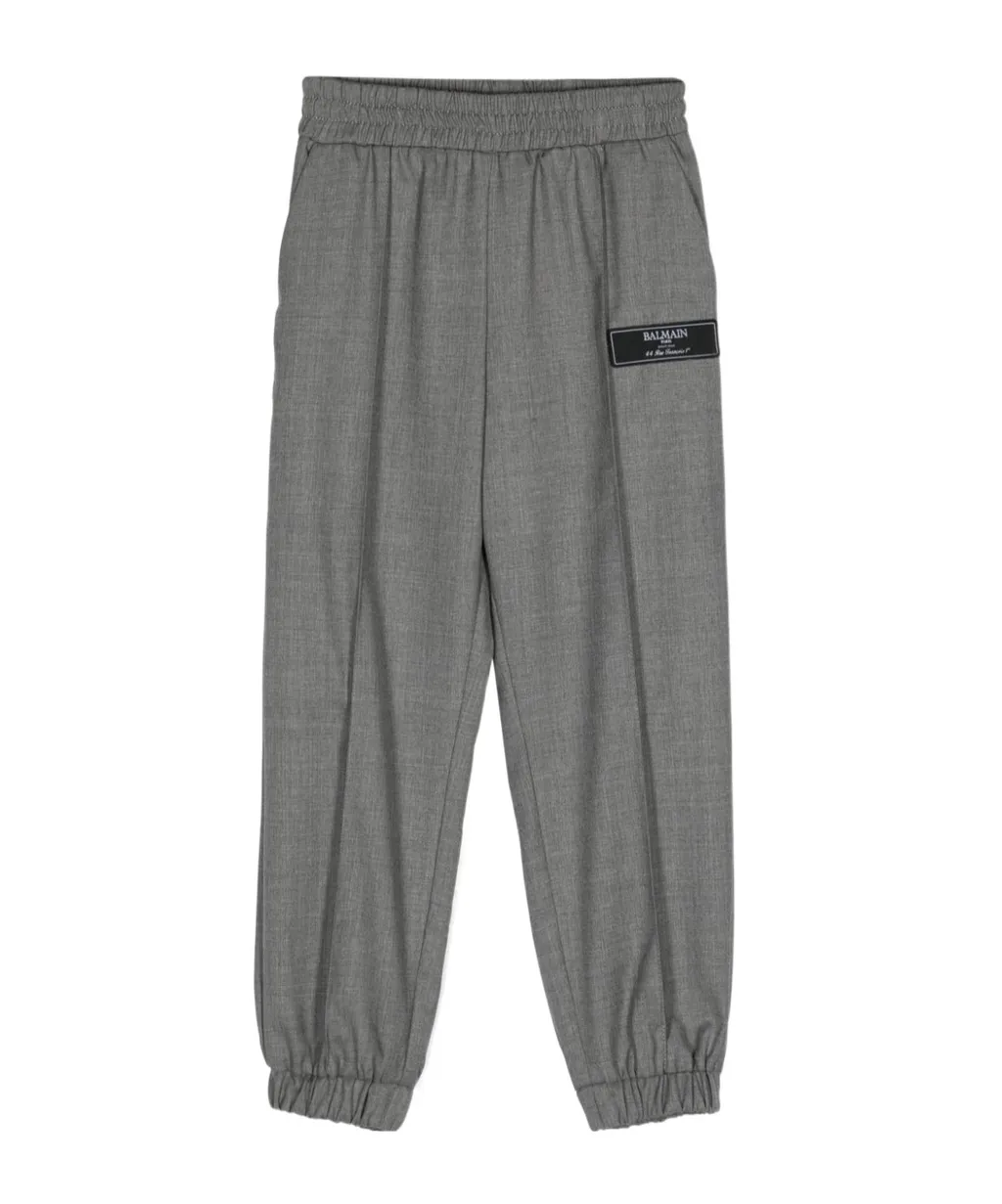 Balmain Kids Logo Patch Mid-Rise Trousers