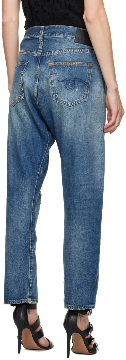 R13 Cropped Distressed Jeans