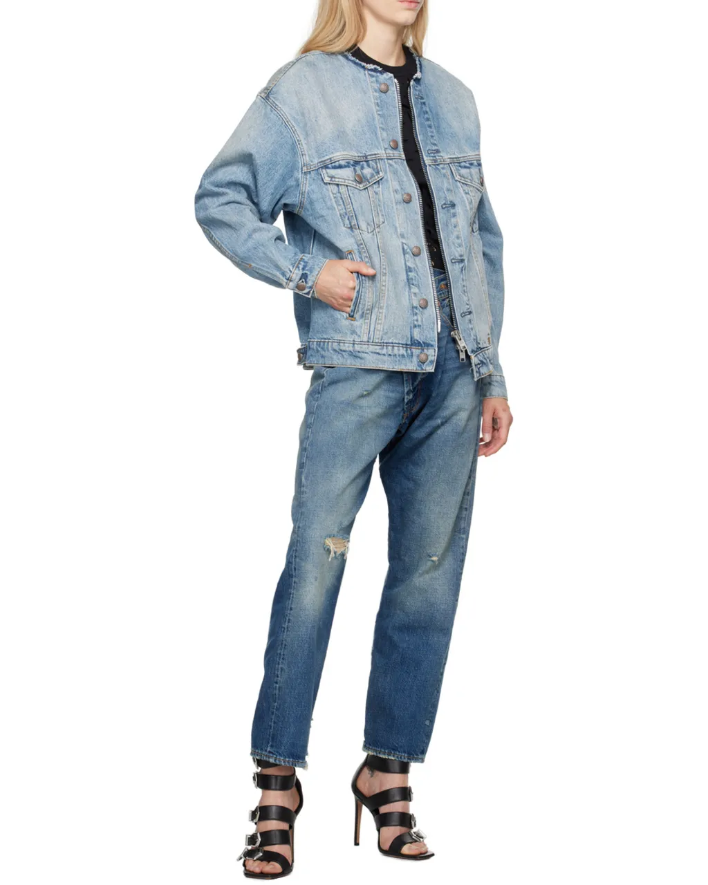 R13 Cropped Distressed Jeans
