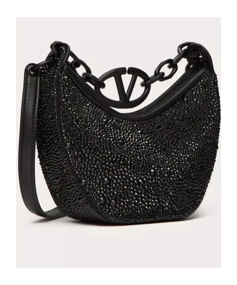 Valentino Mini Vlogo Moon Zip-Up Hobo Bag