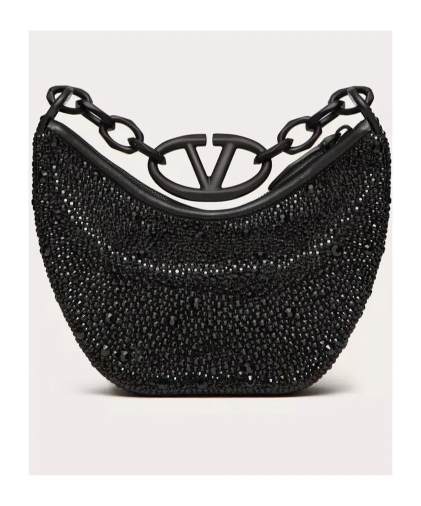 Valentino Mini Vlogo Moon Zip-Up Hobo Bag