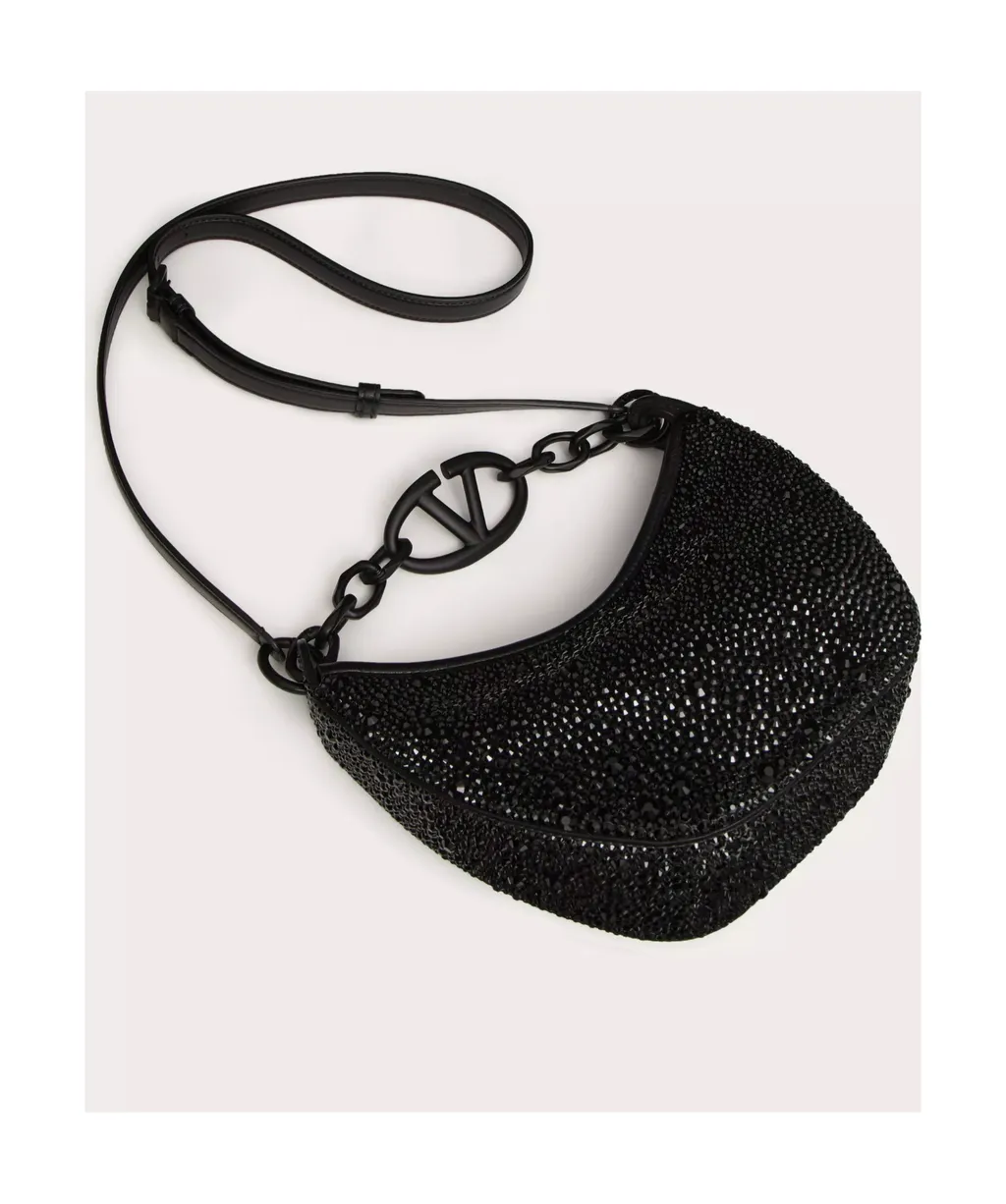 Valentino Mini Vlogo Moon Zip-Up Hobo Bag