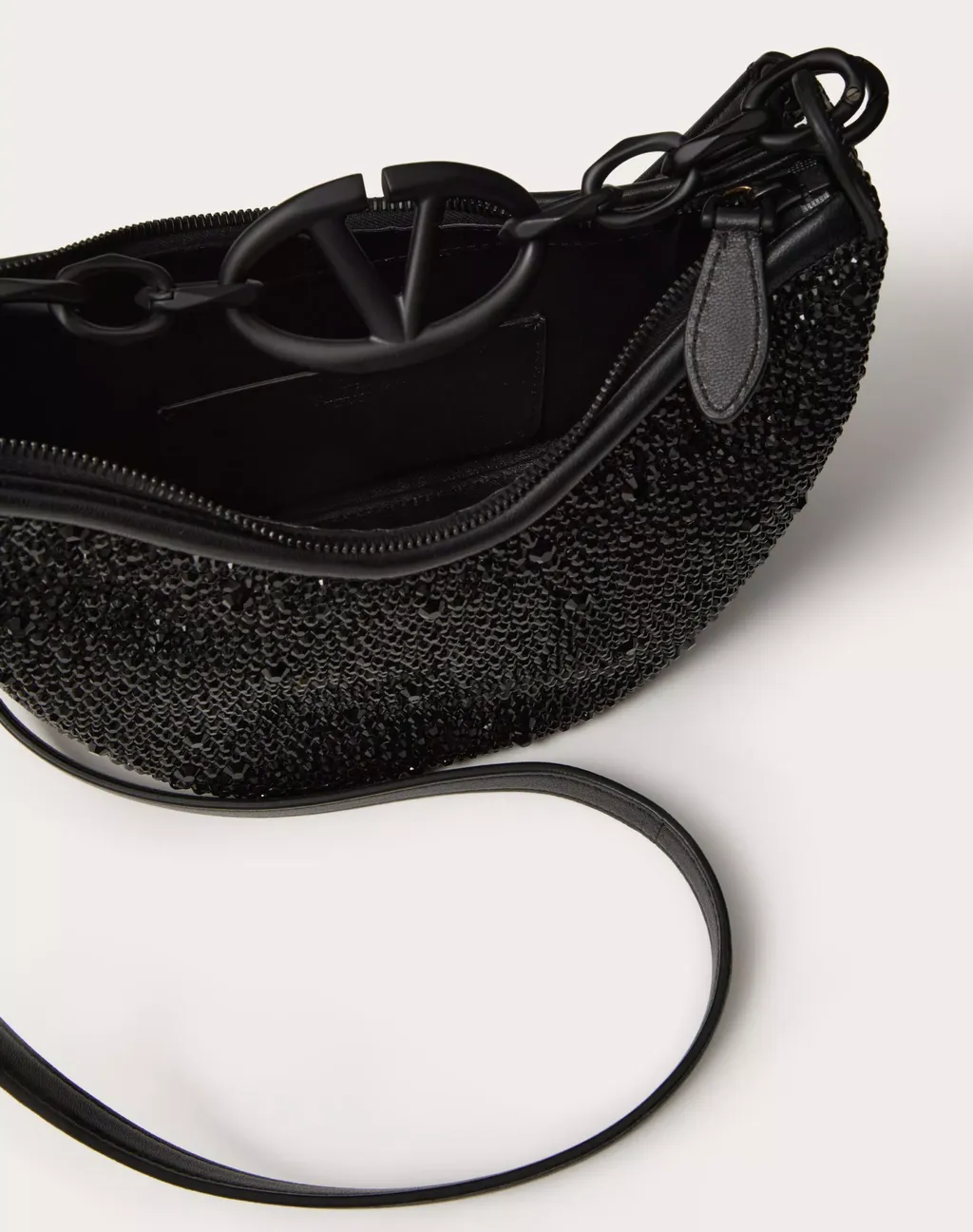 Valentino Mini Vlogo Moon Zip-Up Hobo Bag