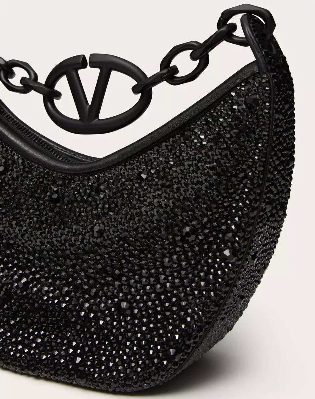 Valentino Mini Vlogo Moon Zip-Up Hobo Bag