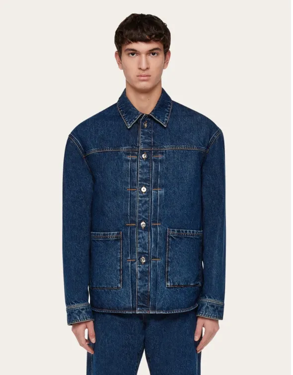 Button Long-Sleeved Denim Coat