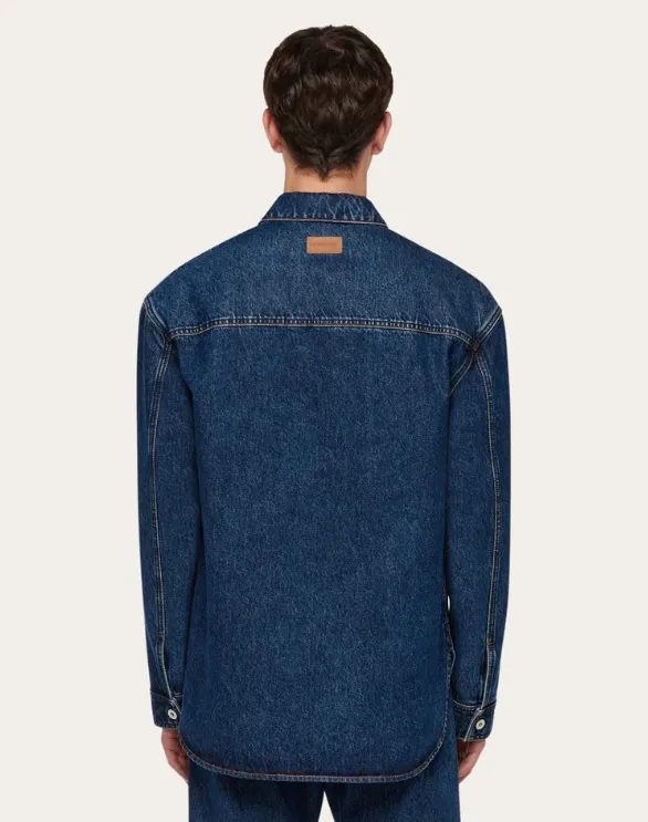 Button Long-Sleeved Denim Coat