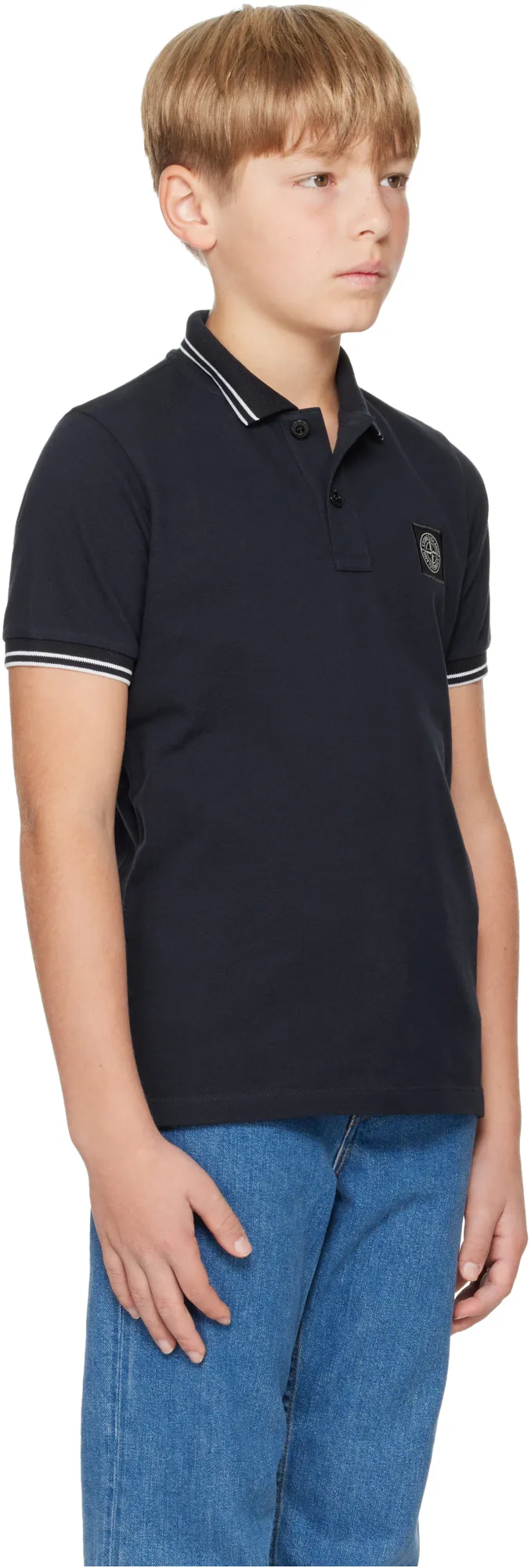 Stone Island Junior Compass-Patch Short Sleeved Polo Shirt