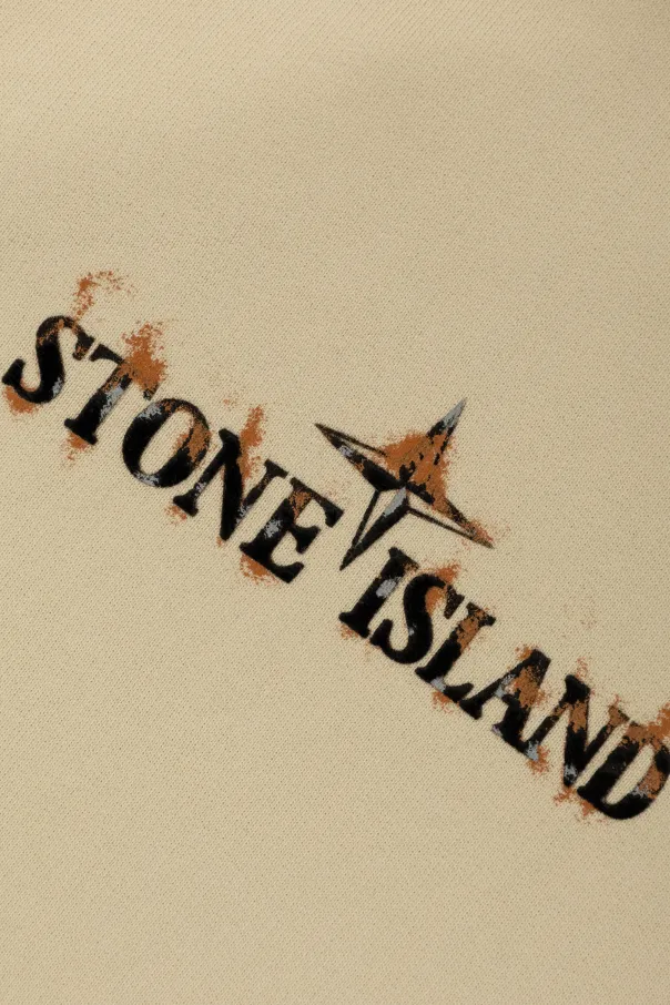 Stone Island Junior Logo Printed Jersey Hoodie
