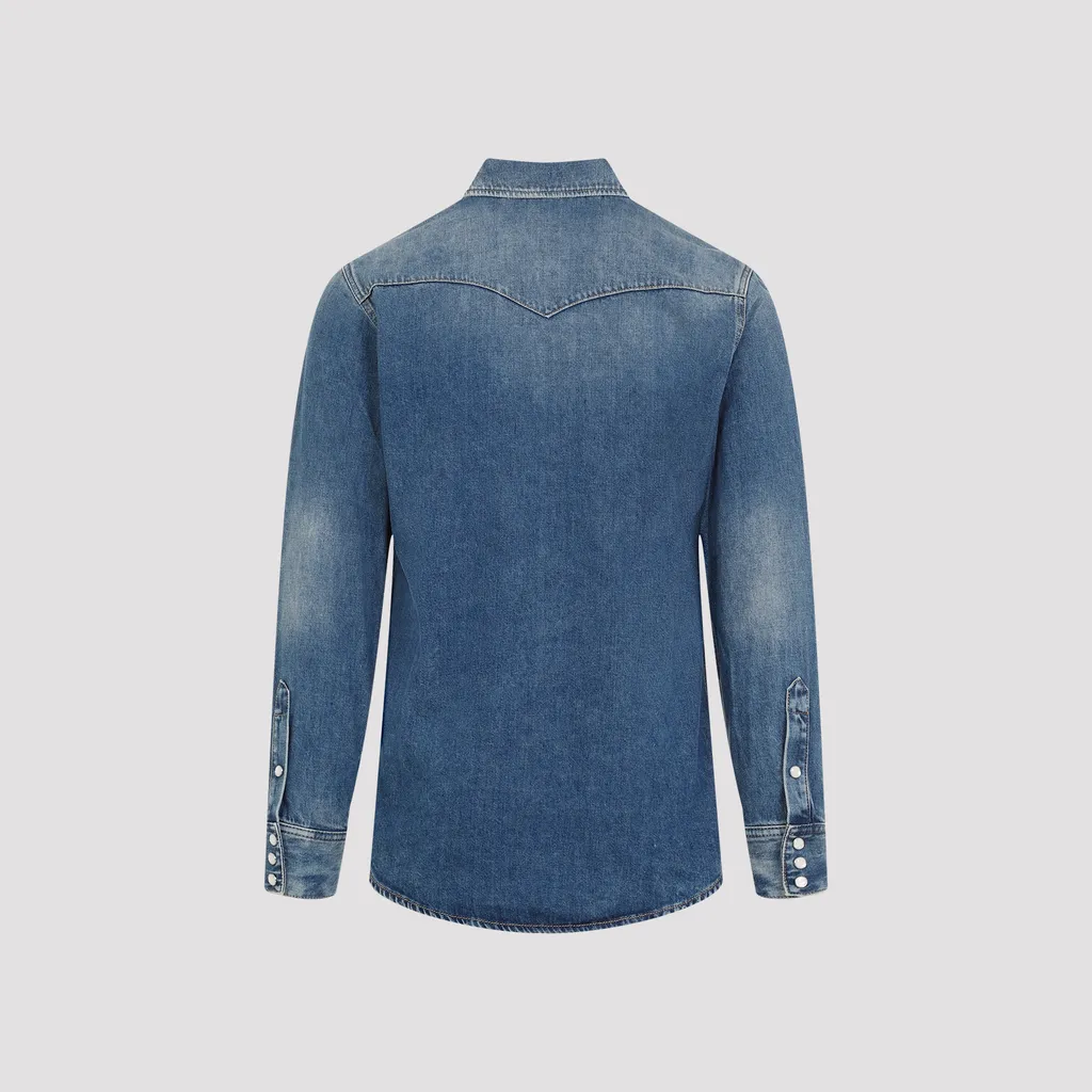Givenchy Logo Embroidered Buttoned Denim Shirt