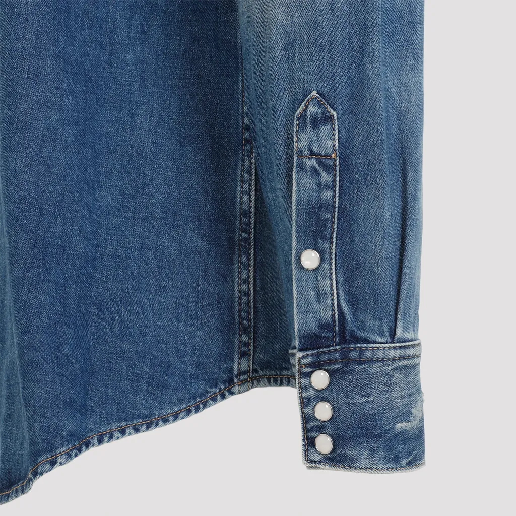 Givenchy Logo Embroidered Buttoned Denim Shirt