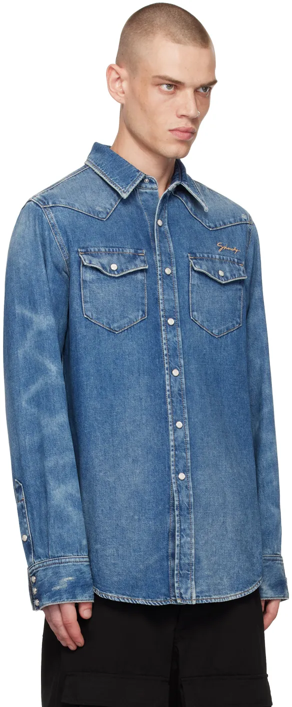 Givenchy Logo Embroidered Buttoned Denim Shirt