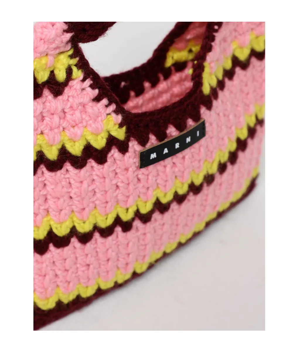 Marni Kids Striped Crochet Tote Bag