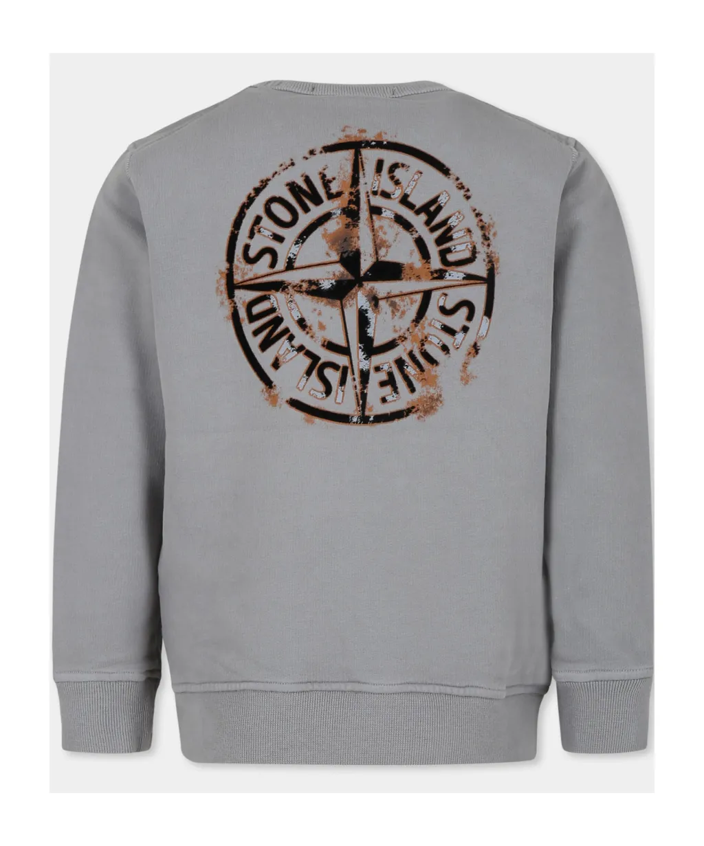 Stone Island Junior Logo Printed Jersey Sweatshirt